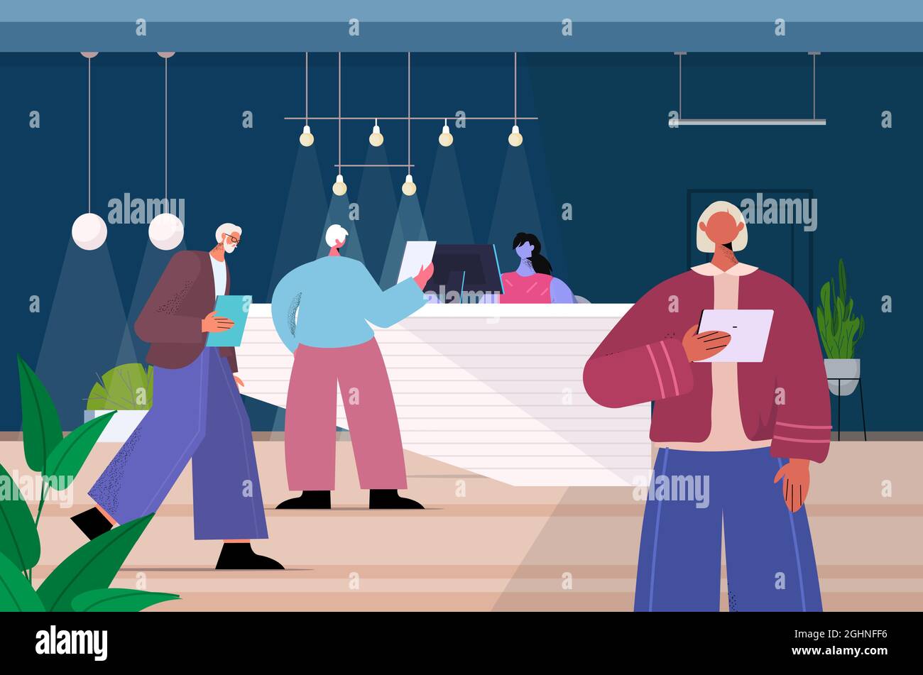 senior businesspeople using digital gadgets aged business people