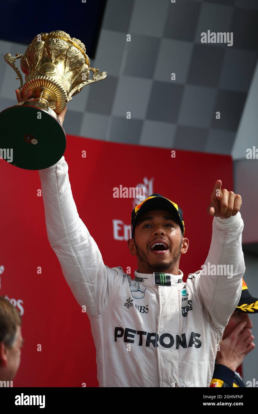 Race winner Lewis Hamilton (GBR) Mercedes AMG F1 celebrates on the ...