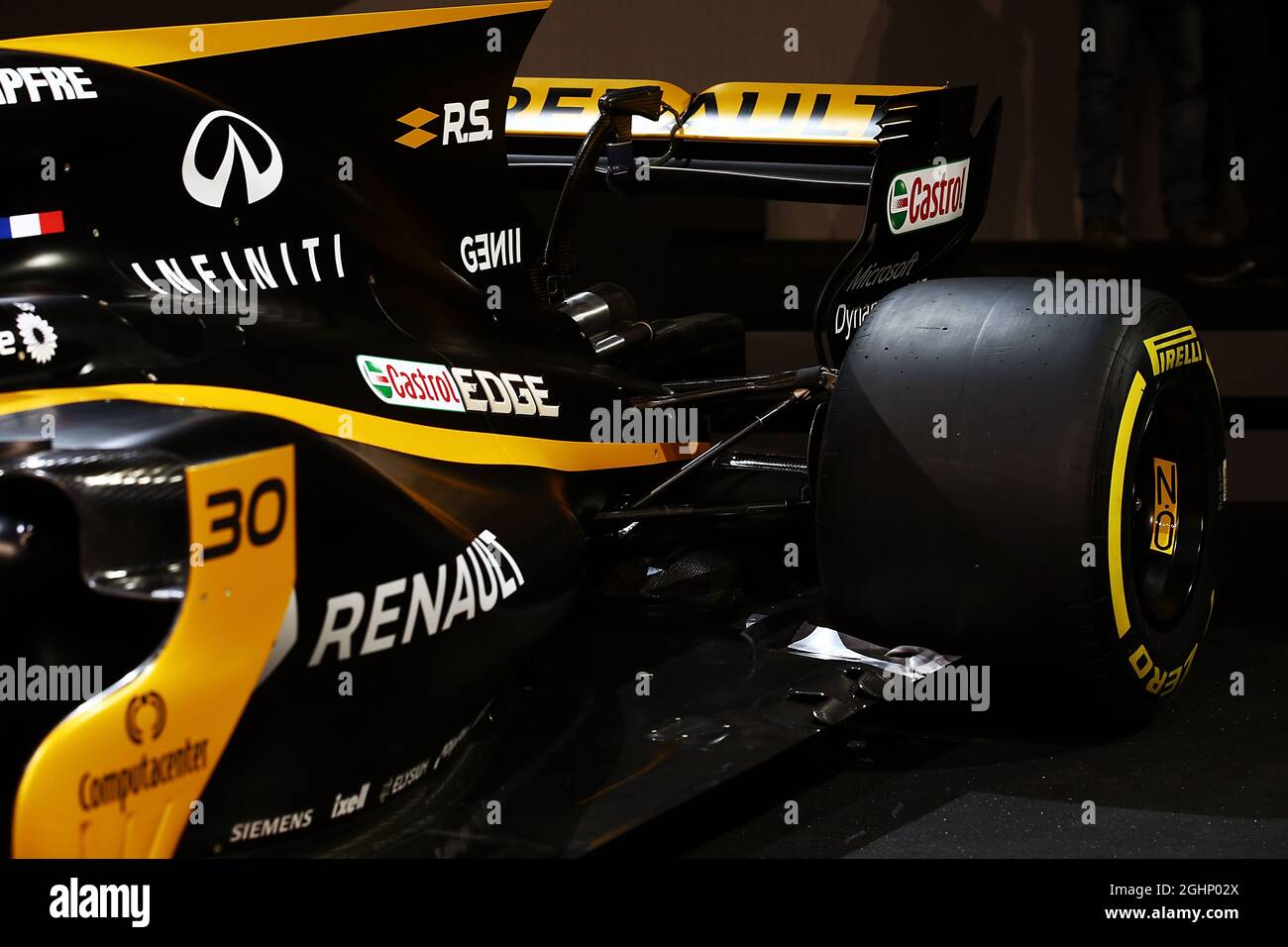 Renault Sport F1 Team Rs17 Engine Cover And Rear Wing Detail 21 02 17 Renault Sport Formula One Team Rs17 Launch Royal Horticultural Society Headquarters London England Photo Credit Should Read Xpb Press Association Images