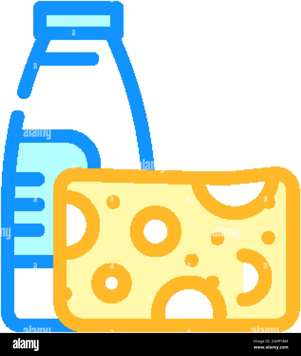 milk and cheese dairy product color icon vector illustration Stock ...