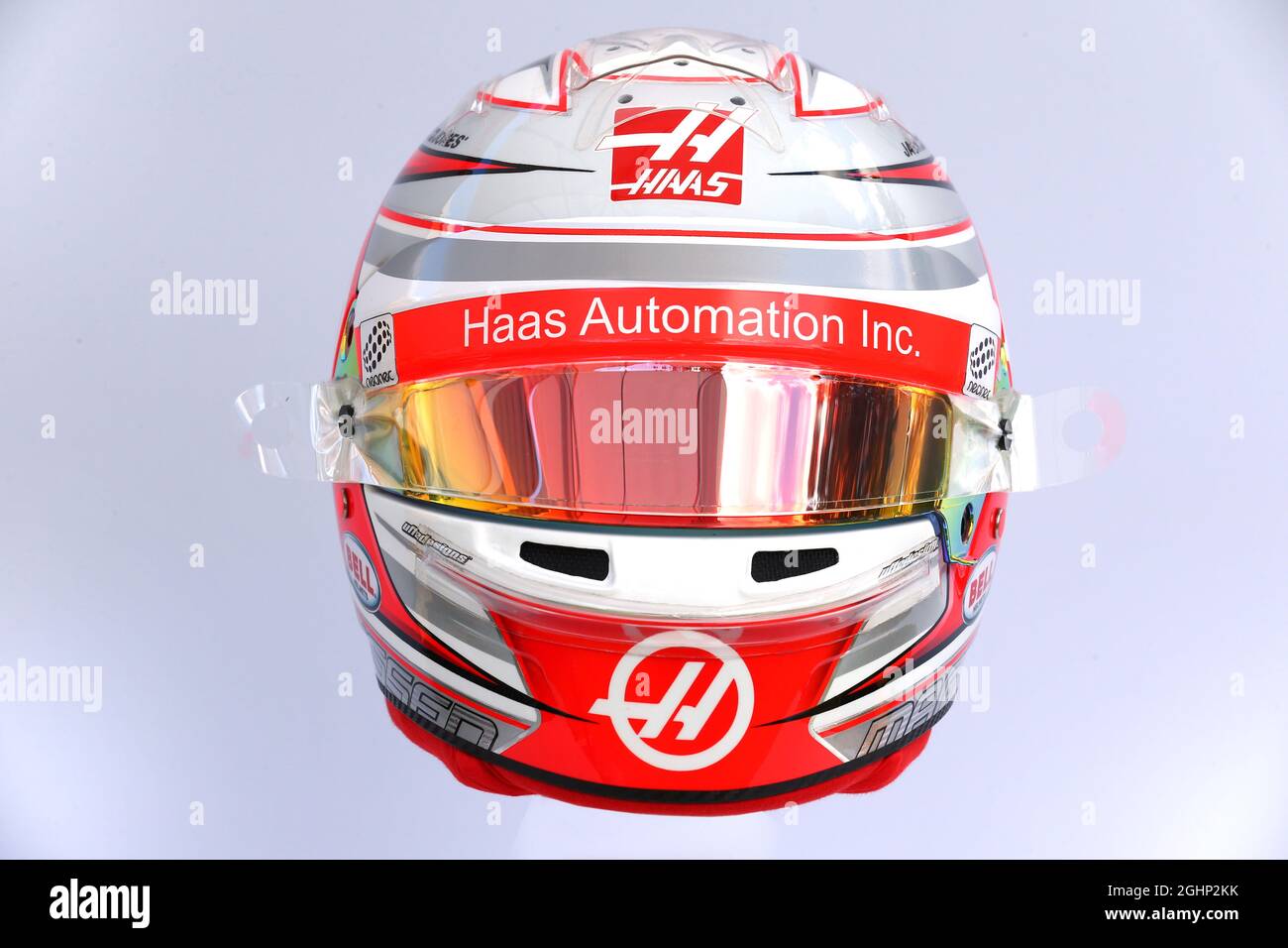 The helmet of Kevin Magnussen (DEN) Haas F1 Team. 23.03.2017. Formula 1  World Championship, Rd 1, Australian Grand Prix, Albert Park, Melbourne,  Australia, Preparation Day. Photo credit should read: XPB/Press Association  Images
