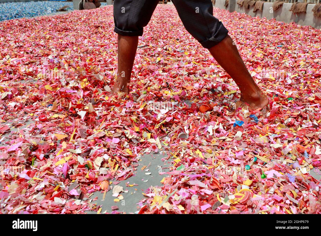 Dhaka, Bangladesh September 07, 2021 Bangladeshi Workers work at a