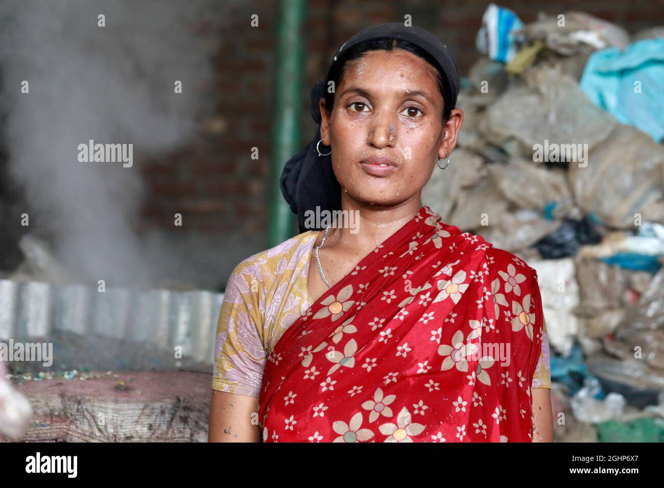 Dhaka, Bangladesh September 07, 2021 Bangladeshi Workers work at a plastic recycling factory