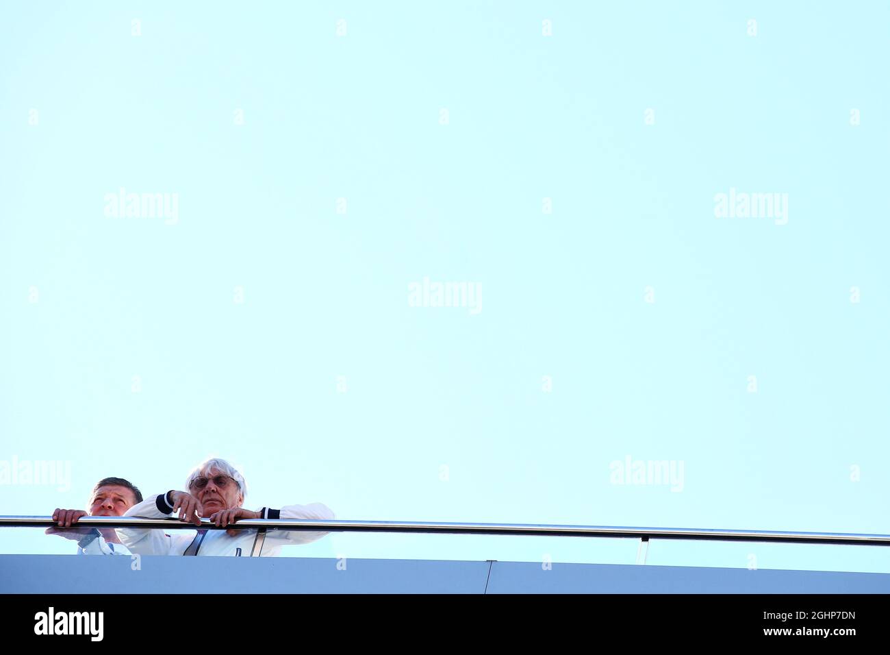 (L to R): Dmitry Kozak (RUS) Russian Deputy Prime Minister with Bernie Ecclestone (GBR).  29.04.2017. Formula 1 World Championship, Rd 4, Russian Grand Prix, Sochi Autodrom, Sochi, Russia, Qualifying Day.  Photo credit should read: XPB/Press Association Images. Stock Photo