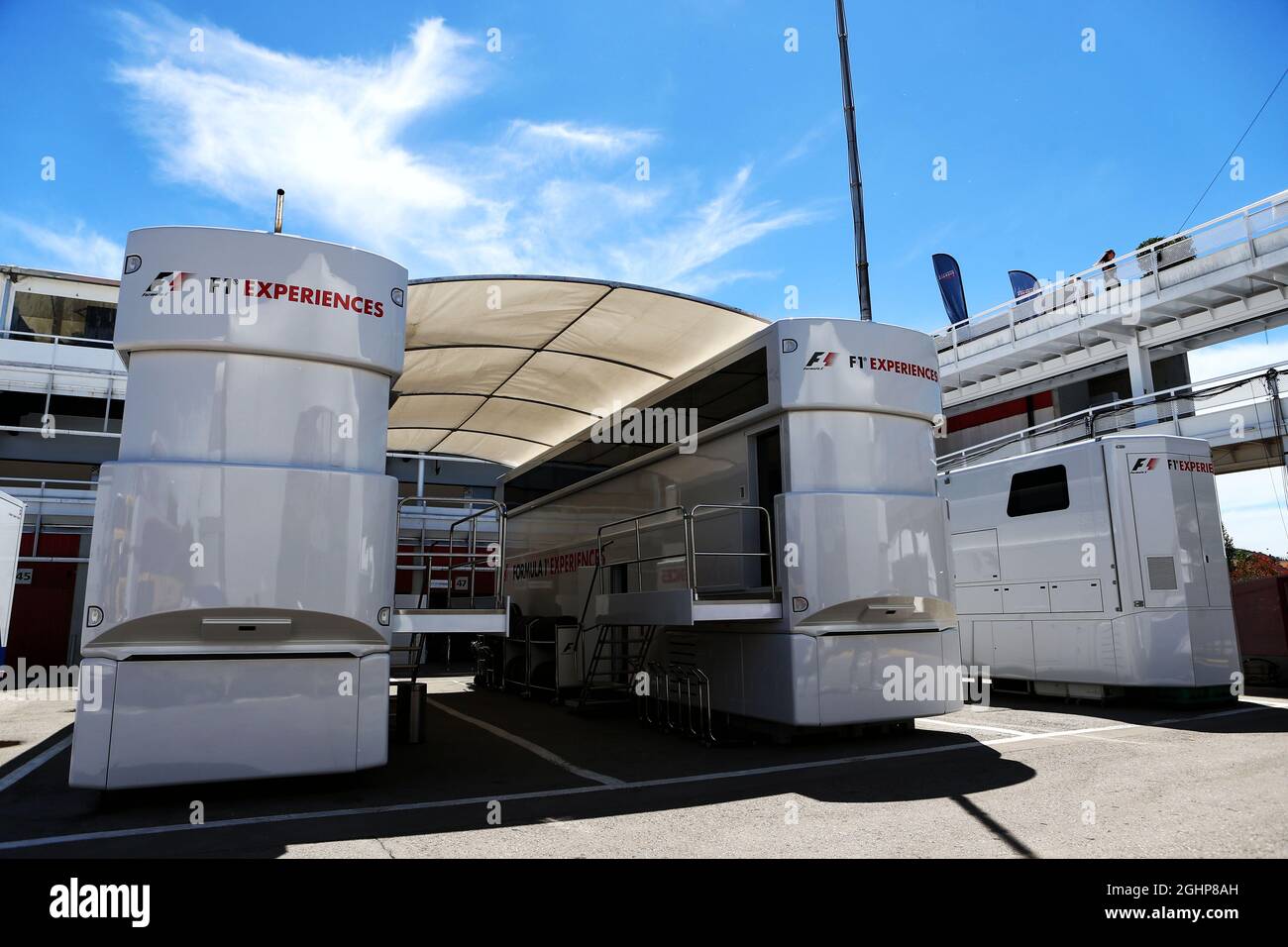 F1 Experiences trucks in the paddock.  12.05.2017. Formula 1 World Championship, Rd 5, Spanish Grand Prix, Barcelona, Spain, Practice Day.  Photo credit should read: XPB/Press Association Images. Stock Photo