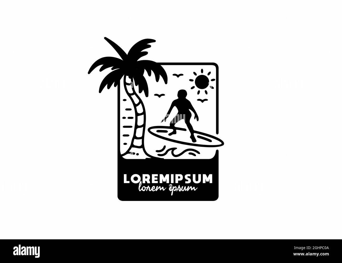 Black line art illustration of surfing design Stock Vector Image & Art ...
