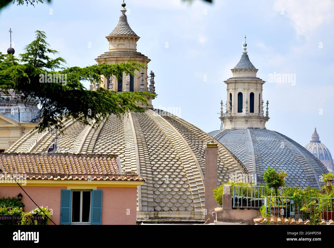 Three domes in Rome Stock Photo