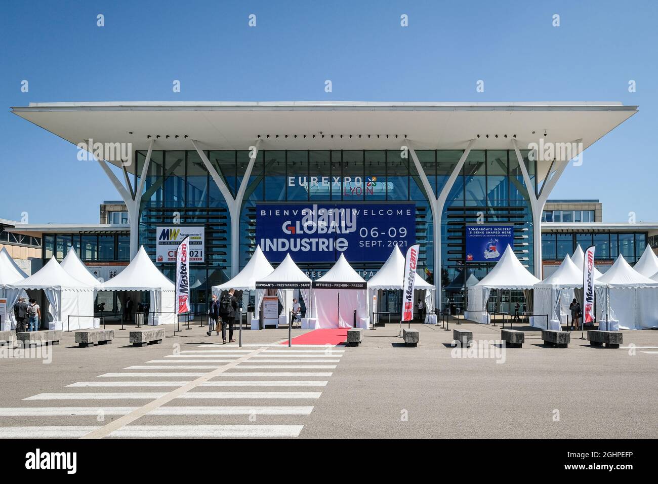 Lyon (France), 6 September 2021. Entrance to the Global Industrie exhibition in Eurexpo-Lyon. Stock Photo