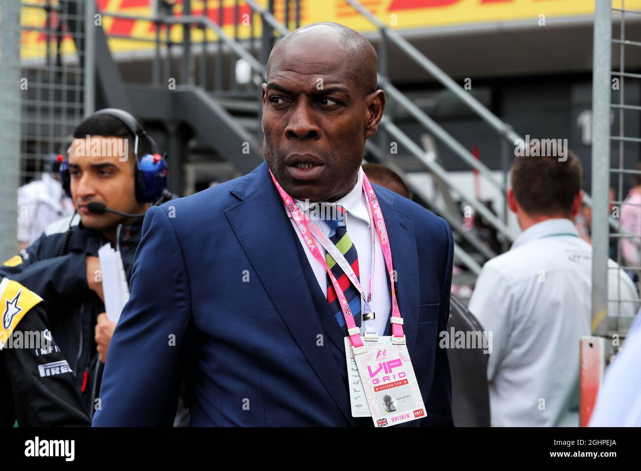 Frank Bruno (GBR) Former Boxer, on the grid.  16.07.2017. Formula 1 World Championship, Rd 10, British Grand Prix, Silverstone, England, Race Day.  Photo credit should read: XPB/Press Association Images. Stock Photo