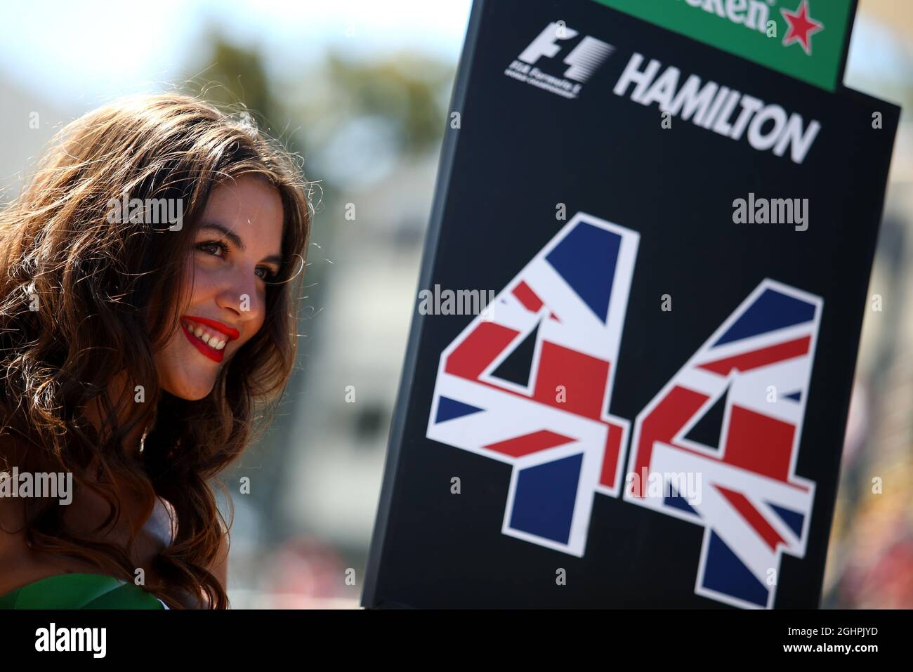 Grid girl for Lewis Hamilton (GBR) Mercedes AMG F1.  03.09.2017. Formula 1 World Championship, Rd 13, Italian Grand Prix, Monza, Italy, Race Day.  Photo credit should read: XPB/Press Association Images. Stock Photo