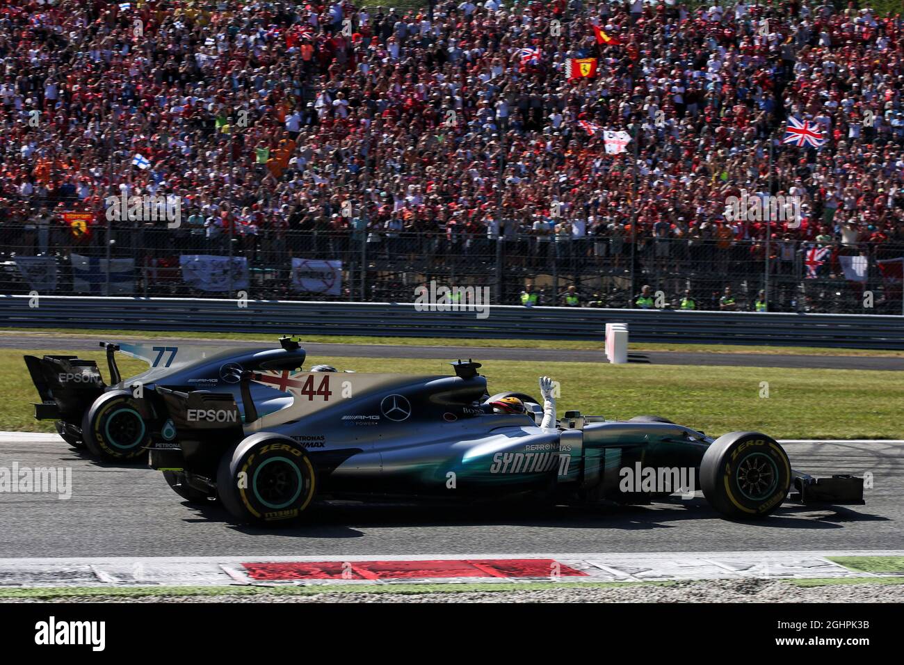 Mercedes amg f1 w08 of race winner lewis hamilton hi-res stock ...
