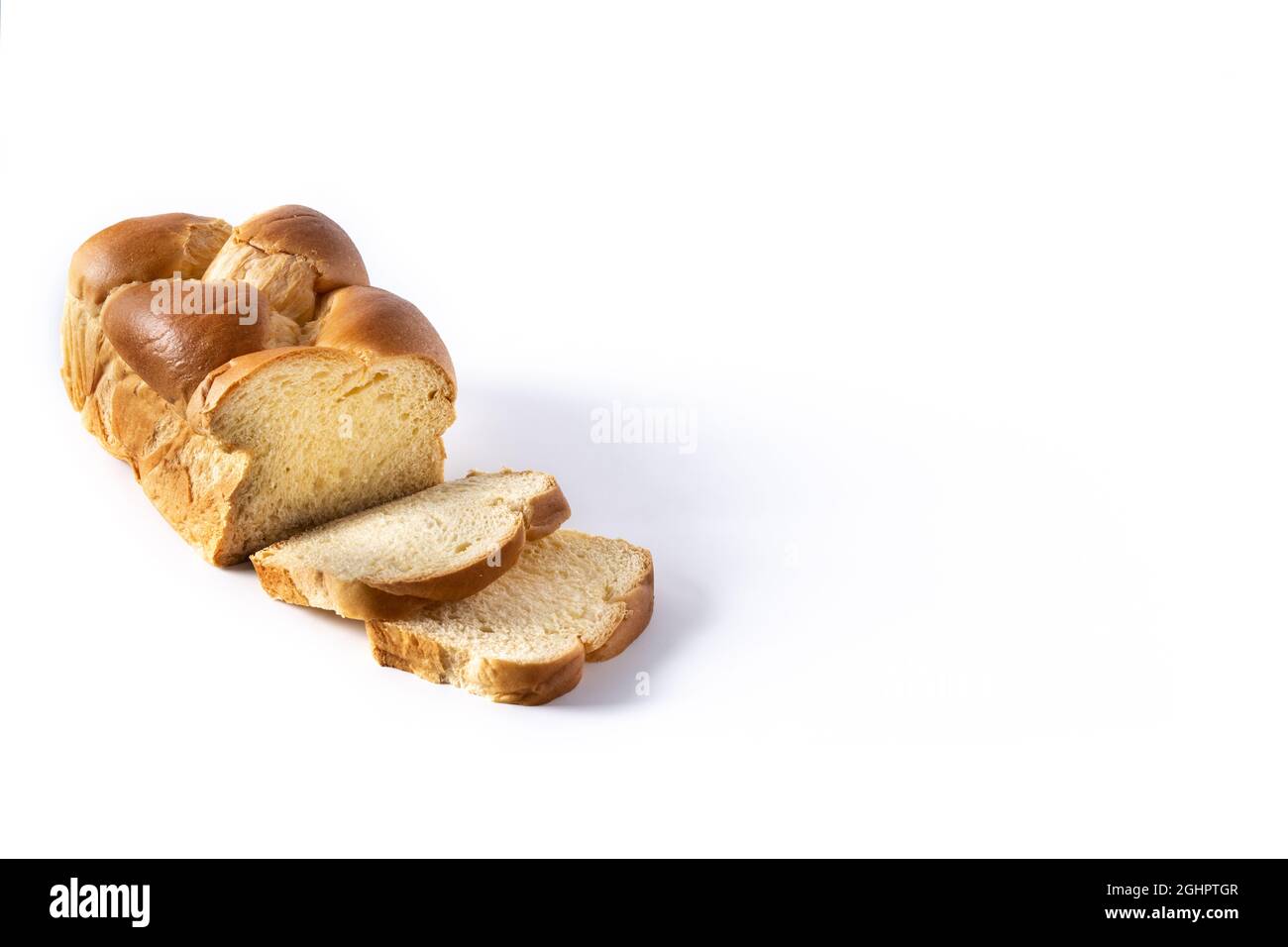 Braided egg bread isolated on white background Stock Photo