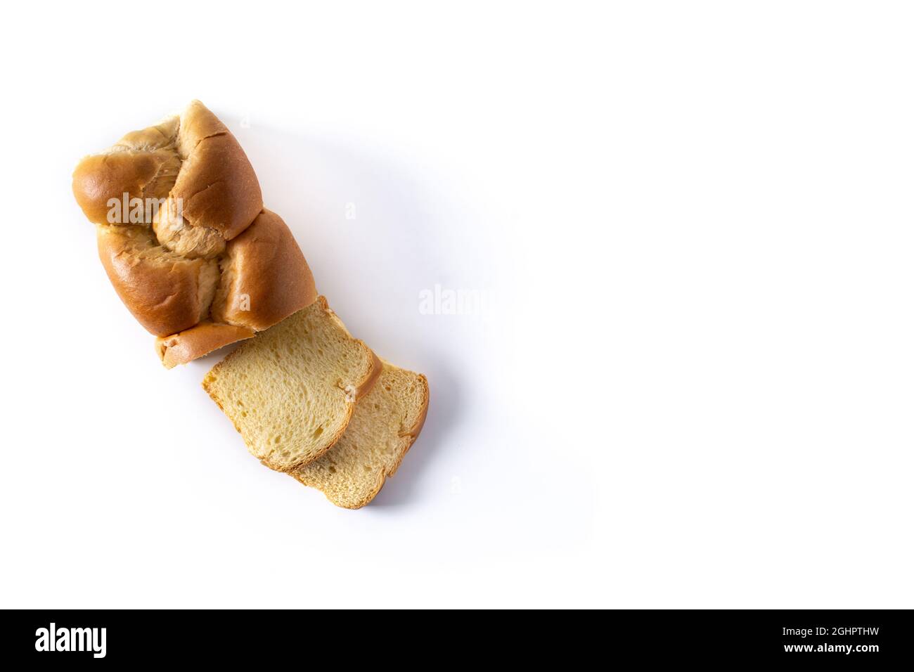 Braided egg bread isolated on white background Stock Photo