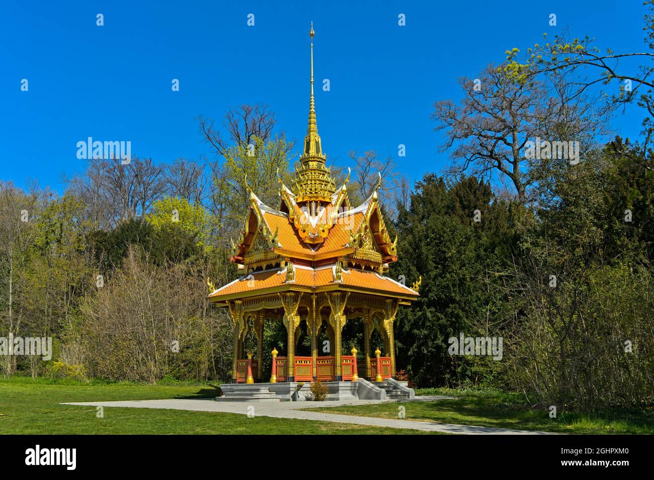 Thai Pavilion at Parc du Denantou, Lausanne, Switzerland Stock Photo