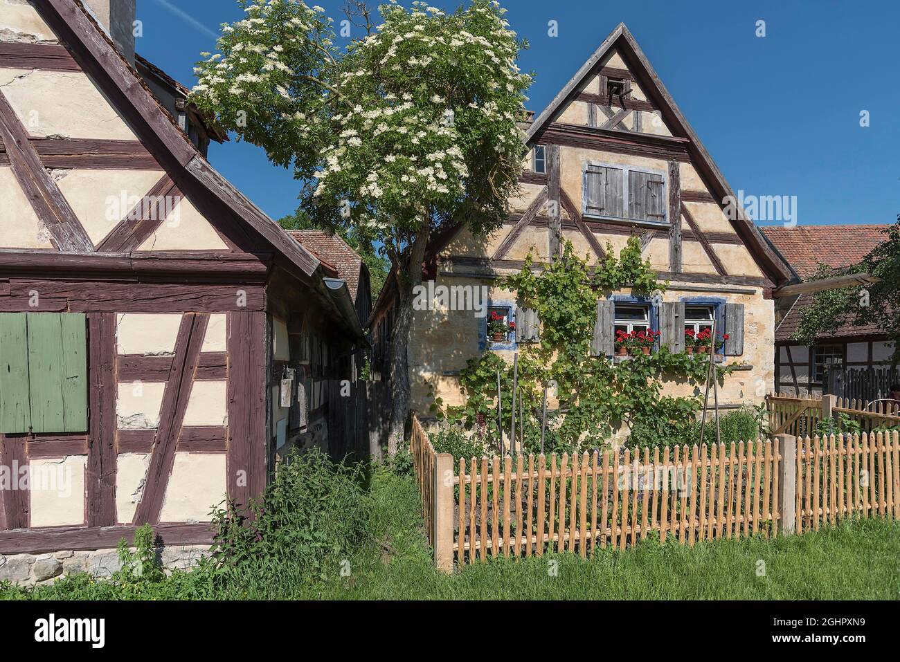 Haeckerhaus/winemaker's house, built in 1706, Franconian Open Air Museum, Bad Windsheim, Middle Franconia, Bavaria, Germany Stock Photo