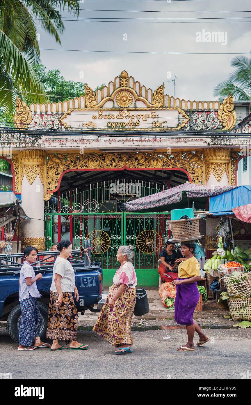 daytime street scene in downtown central yangon city myanmar Stock Photo