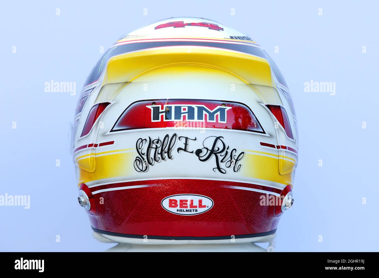 The helmet of Lewis Hamilton (GBR) Mercedes AMG F1. 23.03.2018. Formula 1  World Championship, Rd 1, Australian Grand Prix, Albert Park, Melbourne,  Australia, Practice Day. Photo credit should read: XPB/Press Association  Images