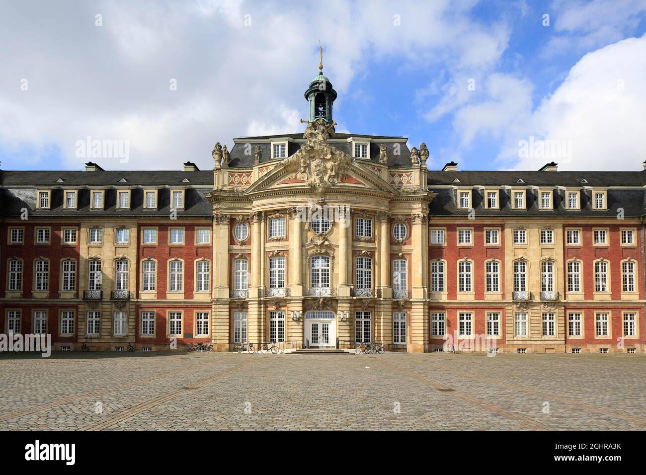 Prince-Bishop's Palace of Muenster in the Baroque style, residence palace for Muenster's penultimate Prince-Bishop Maximilian Friedrich von Stock Photo
