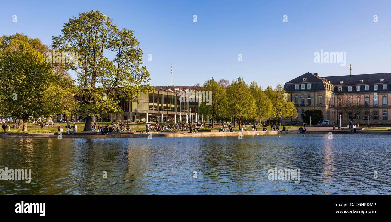 State Parliament and New Palace in the Palace Gardens, Eckensee, Park ...