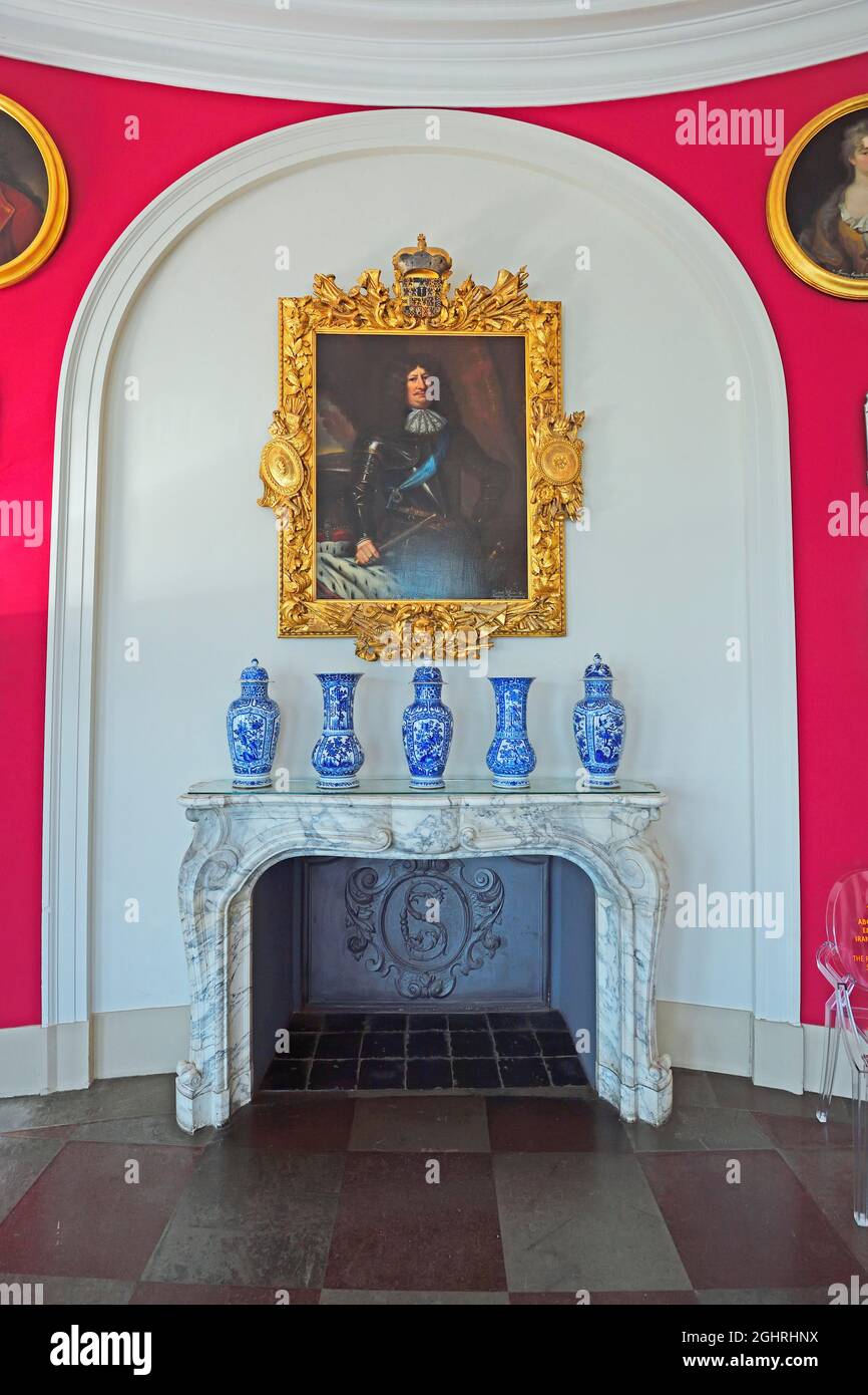 Lower Oval Hall, Fireplace, Old Palace, Charlottenburg Palace, Berlin, Germany Stock Photo