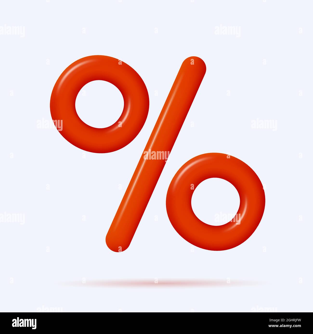 red 3d rounded percent symbol, thin soft red line creating shape, isolated Stock Vector