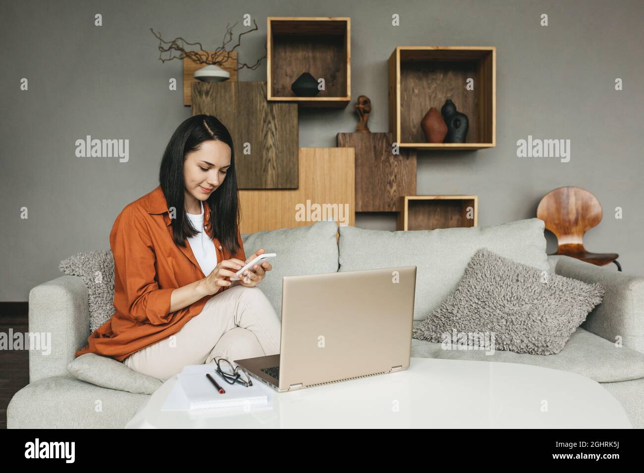 Work at home, video conference, video call for online meetings, virtual meetings, distance learning Stock Photo