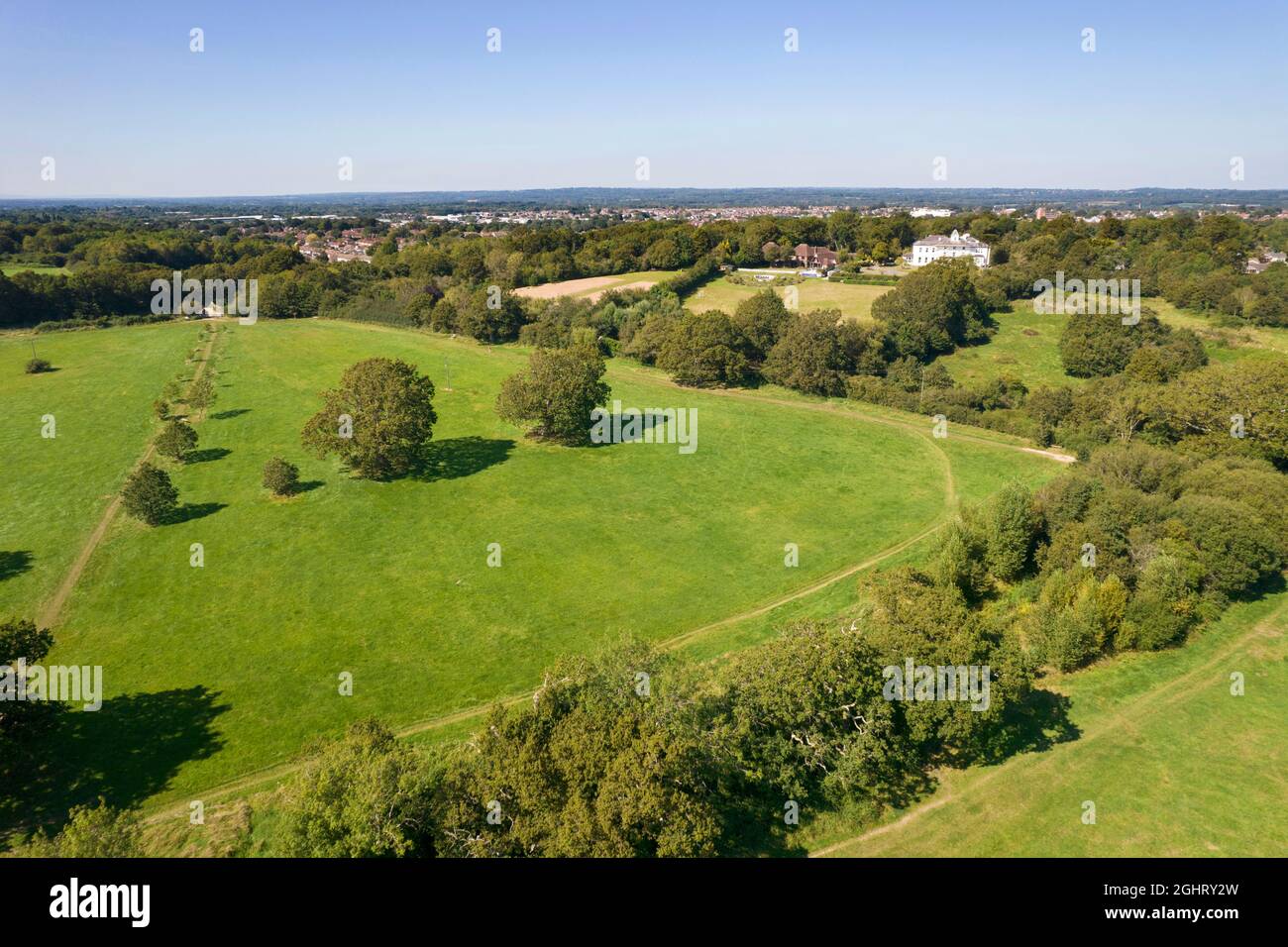 aerial view of paths and tracks at batchelors farm in burgess hill