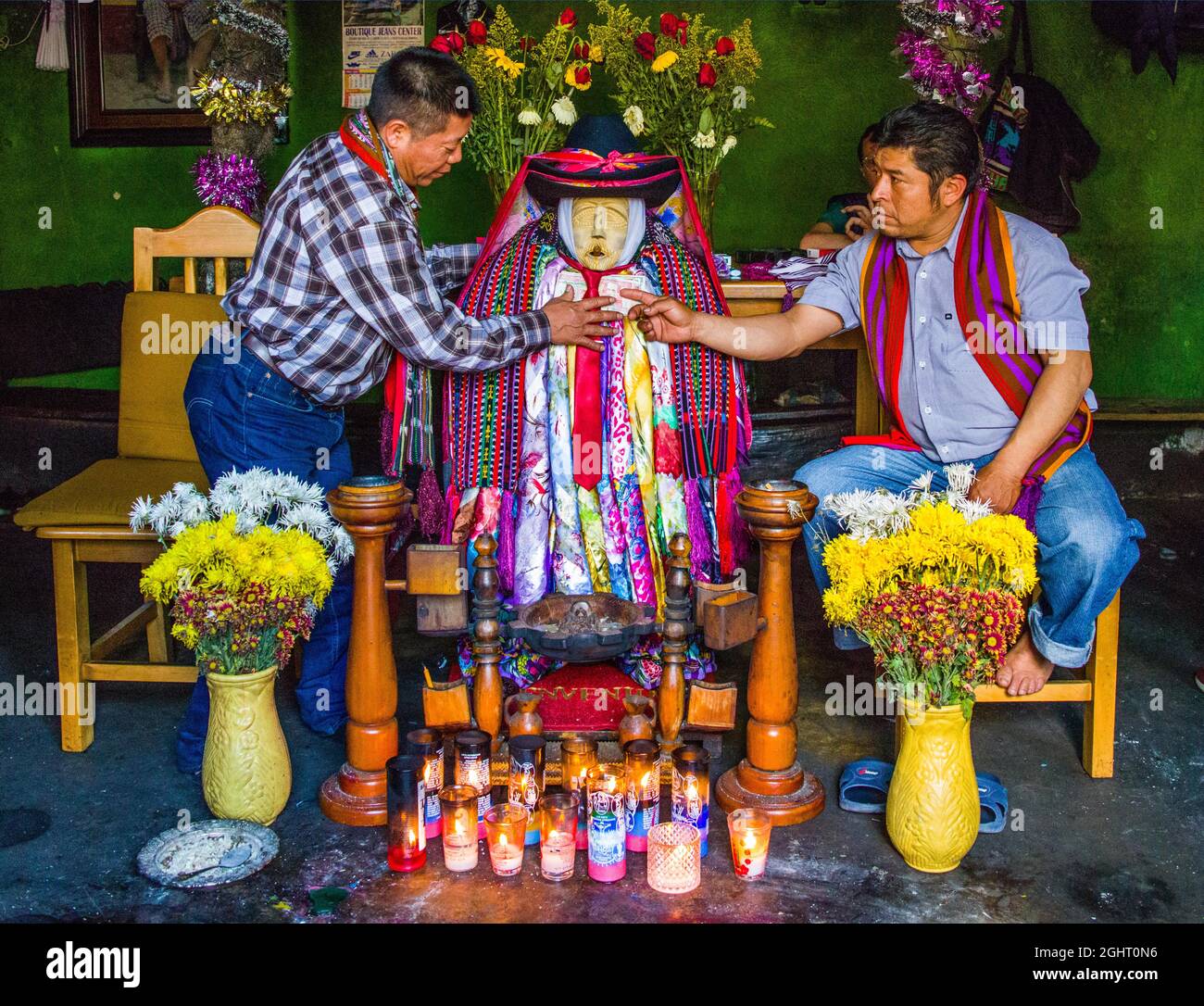 People's Saint Maximon, Santiago Atitlan, Lake Atitlan, Santiago Atitlan, Guatemala Stock Photo