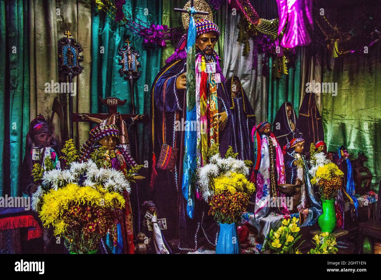 Folk saint Maximon, Mayan and Catholic tradition, Santiago Atitlan, Lake Atitlan, Santiago Atitlan, Guatemala Stock Photo