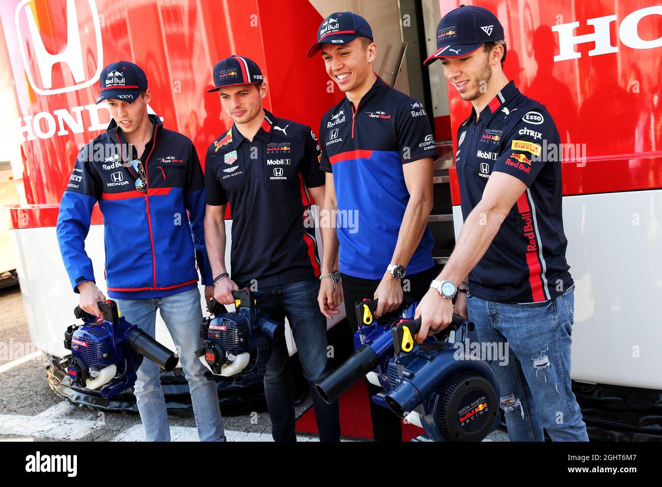 L to R): Daniil Kvyat (RUS) Scuderia Toro Rosso; Max Verstappen (NLD) Red  Bull Racing; Alexander Albon (THA) Scuderia Toro Rosso; Pierre Gasly (FRA) Red  Bull Racing. 09.05.2019. Formula 1 World Championship,