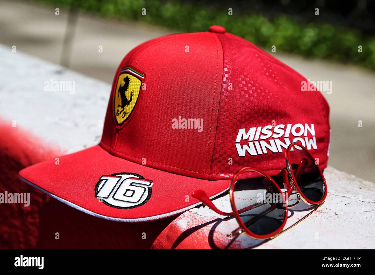 Cap and sunglasses for Charles Leclerc (MON) Ferrari on the grid. 12.05.2019.  Formula 1 World Championship, Rd 5, Spanish Grand Prix, Barcelona, Spain,  Race Day. Photo credit should read: XPB/Press Association Images