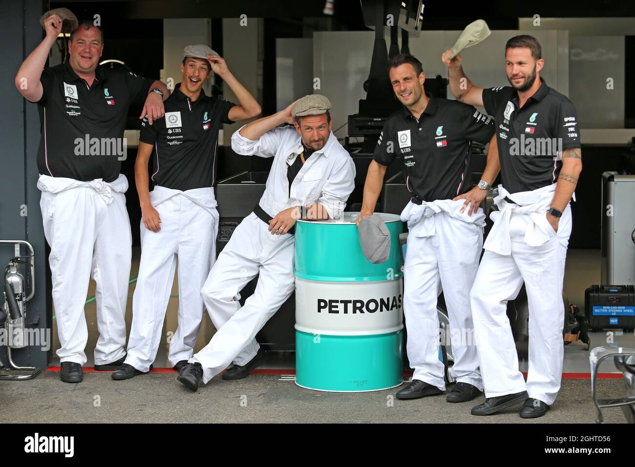 Mercedes amg f1 in vintage clothing hi res stock photography and