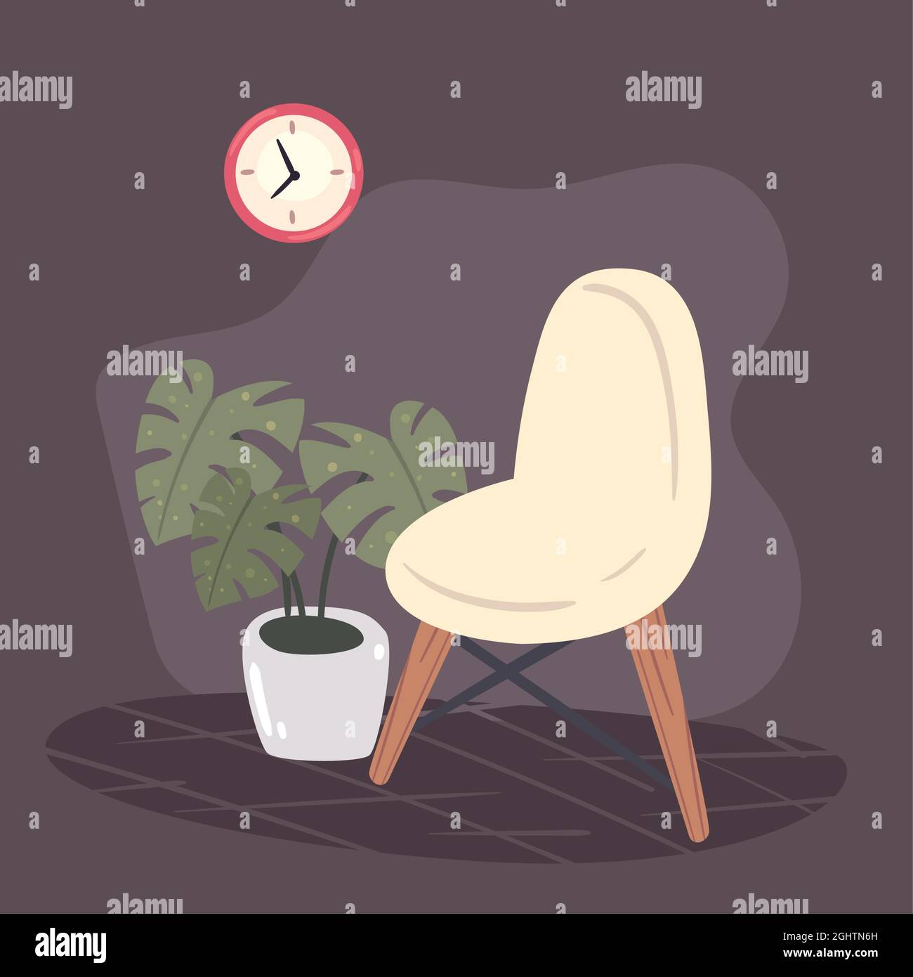 chair and houseplant home place scene Stock Vector Image & Art - Alamy