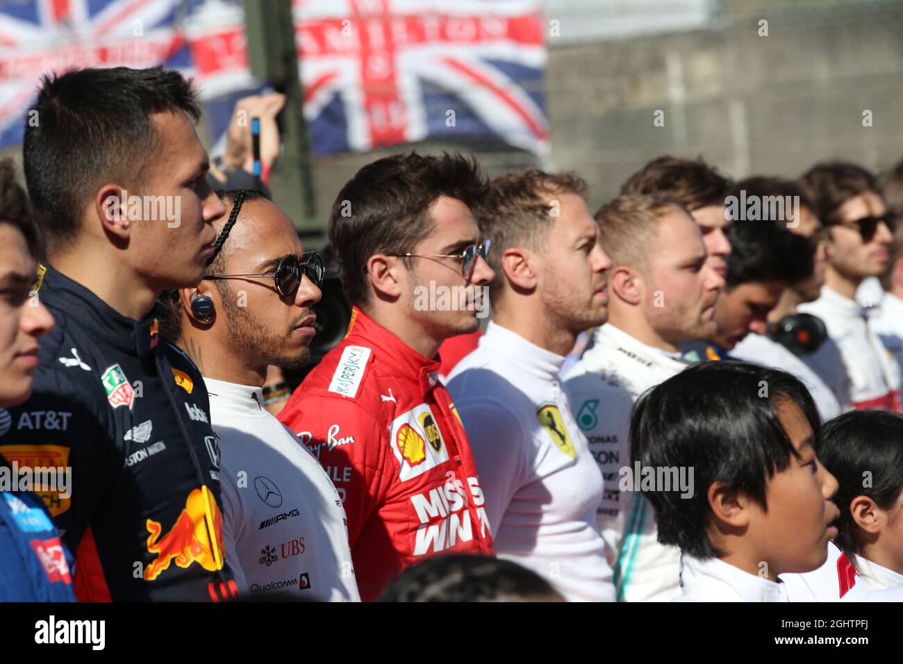 (L to R): Alexander Albon (THA) Red Bull Racing; Lewis Hamilton (GBR ...