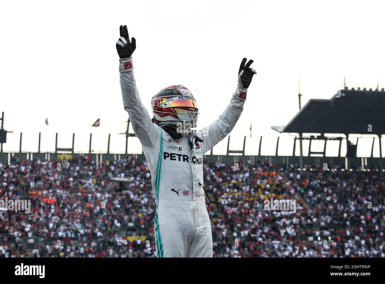 Race winner Lewis Hamilton (GBR) Mercedes AMG F1 celebrates in parc ...