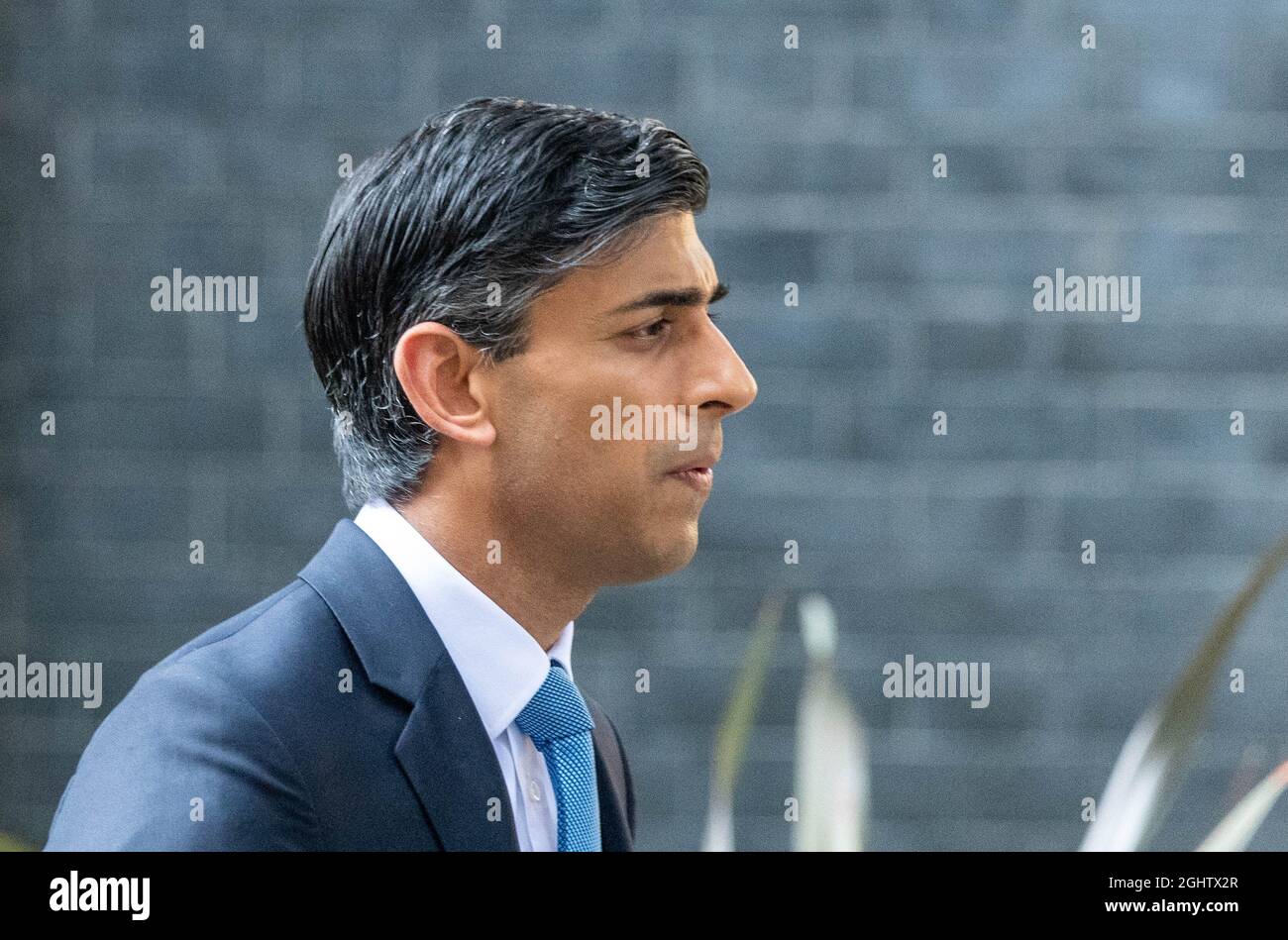 London, UK. 7th Sep, 2021. Boris Johnson, MP Prime Minister, Sajid Javid, Health Secretary and Rishi Sunak, Chancellor of the Exchequer walk from 10 Downing Street to the press conference on the National Insurance increase. Credit: Ian Davidson/Alamy Live News Stock Photo