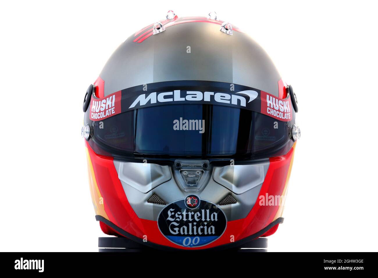 The helmet of Carlos Sainz Jr (ESP) McLaren. 12.03.2020. Formula 1 World  Championship, Rd 1, Australian Grand Prix, Albert Park, Melbourne,  Australia, Preparation Day. Photo credit should read: XPB/Press Association  Images Stock