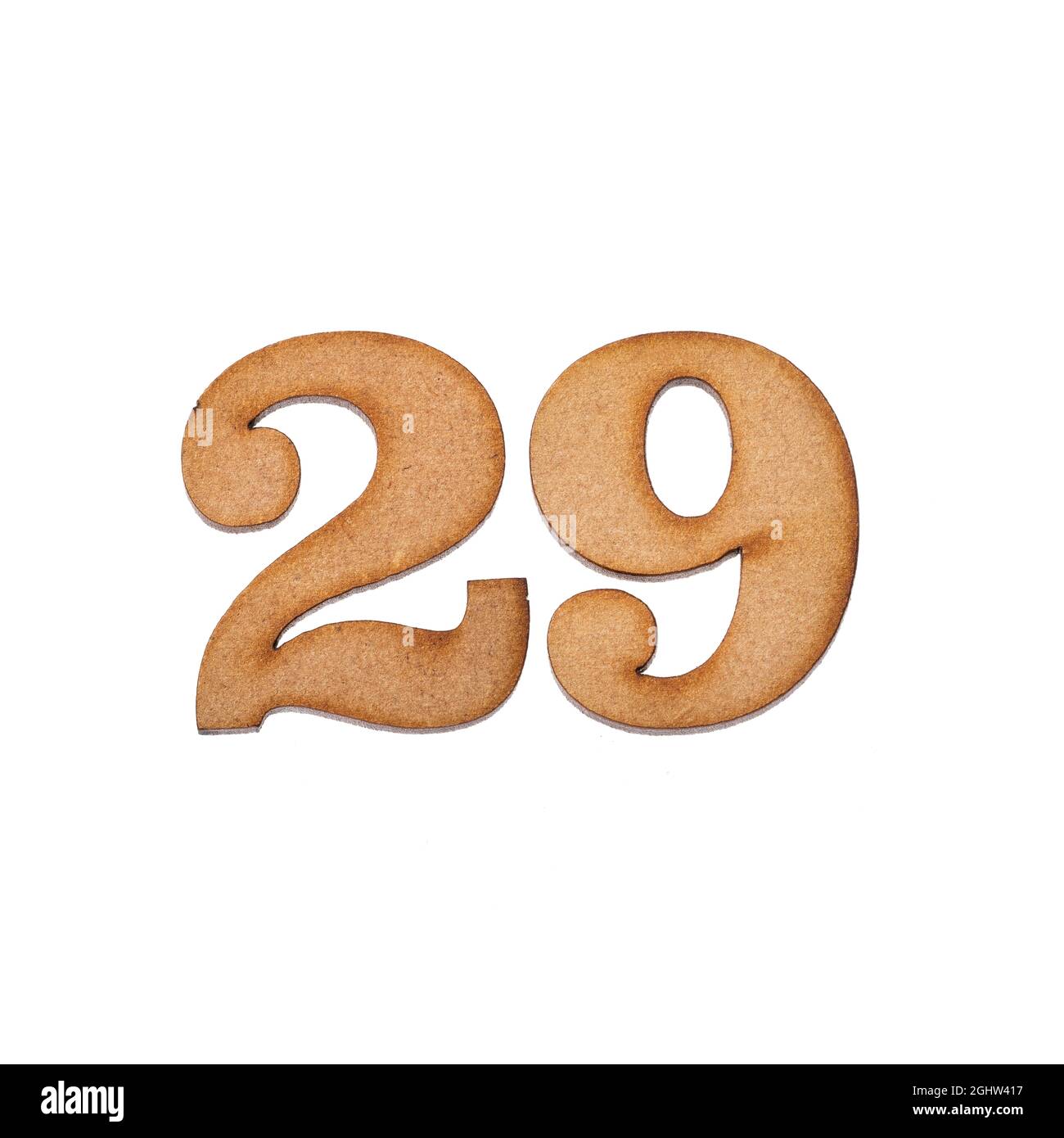 Number twenty-nine, 29 - Piece of wood isolated on white background Stock Photo