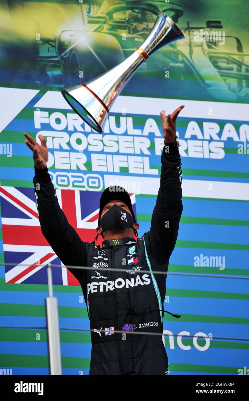 Race winner Lewis Hamilton (GBR) Mercedes AMG F1 celebrates on the ...