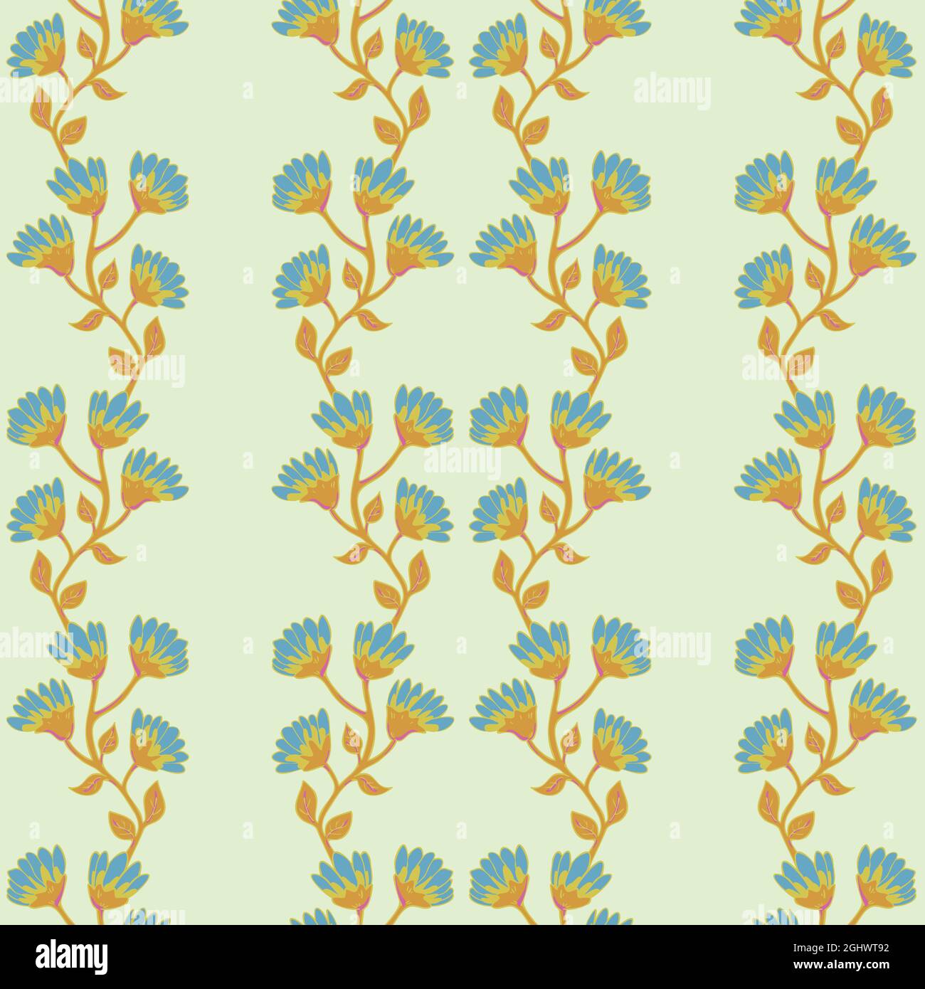 Vector seamless pattern with hand drawn flowers. Beautiful floral ...