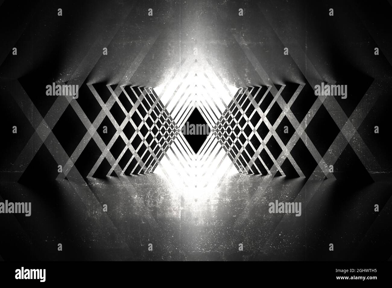 Abstract black tunnel background, mixed media computer graphic, 3d