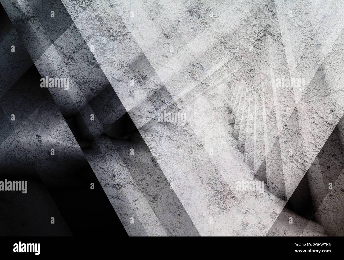 Abstract grungy geometric background, intersected concrete structures, digital generated image with double exposure effect, 3d rendering illustration Stock Photo