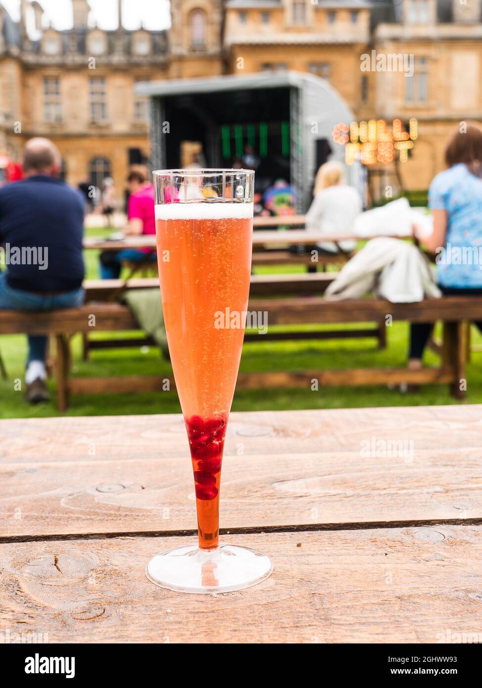 A glass of sparkling wine being enjoyed at the Waddesdon Manor Chilli