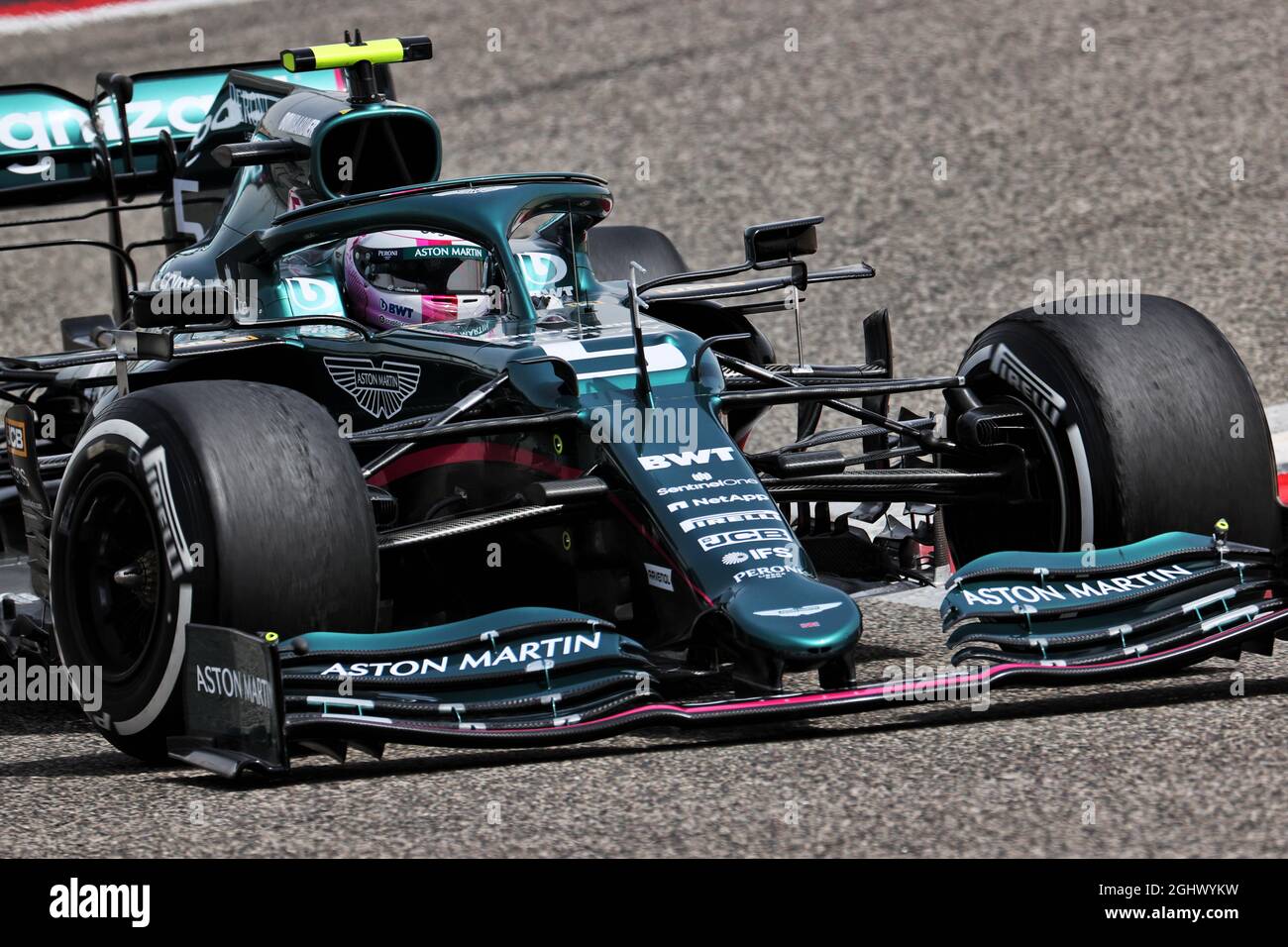Sebastian Vettel (GER) Aston Martin F1 Team AMR21.  12.03.2021. Formula 1 Testing, Sakhir, Bahrain, Day One.  Photo credit should read: XPB/Press Association Images. Stock Photo