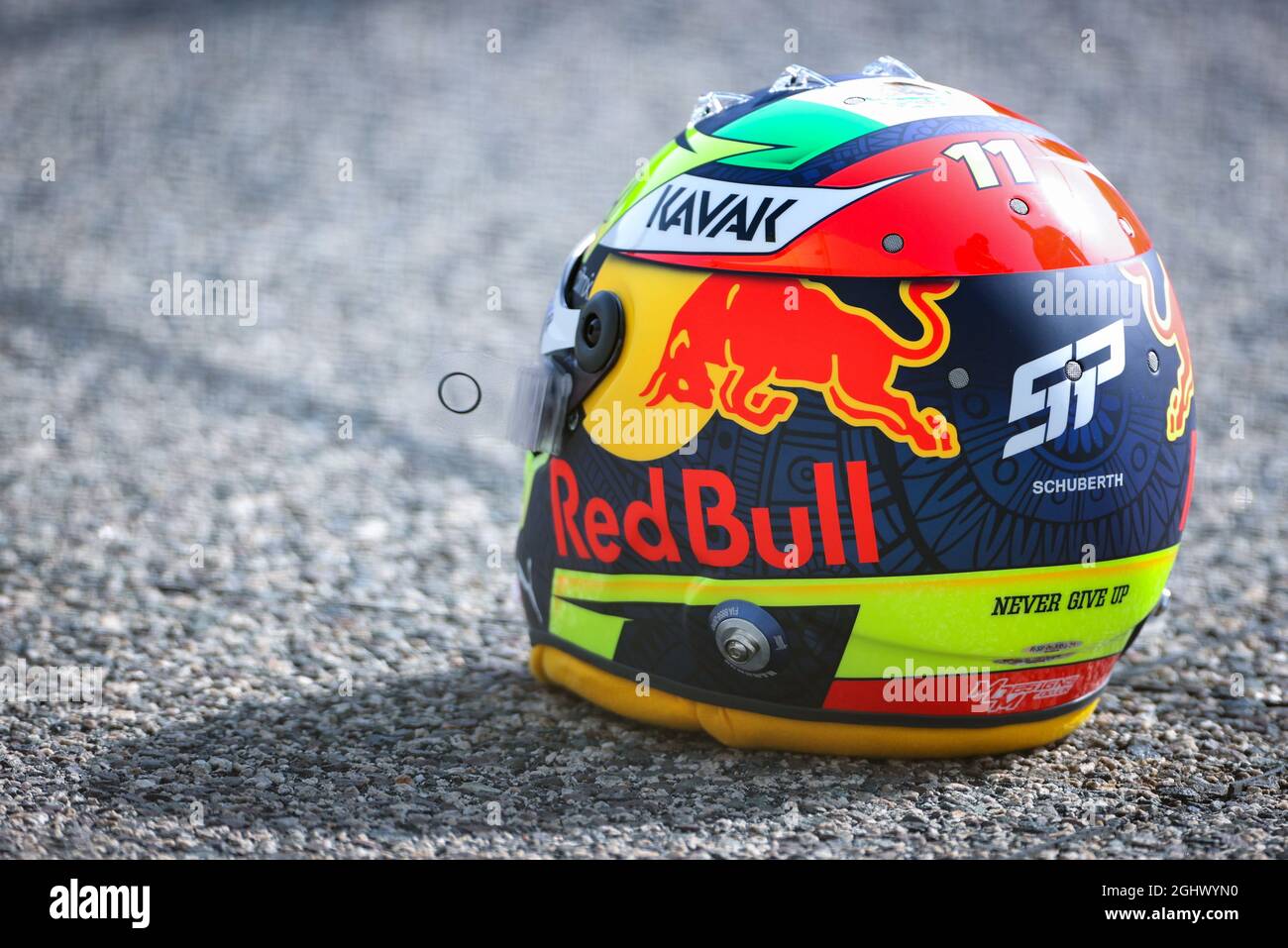 The helmet of Sergio Perez (MEX) Red Bull Racing. 12.03.2021