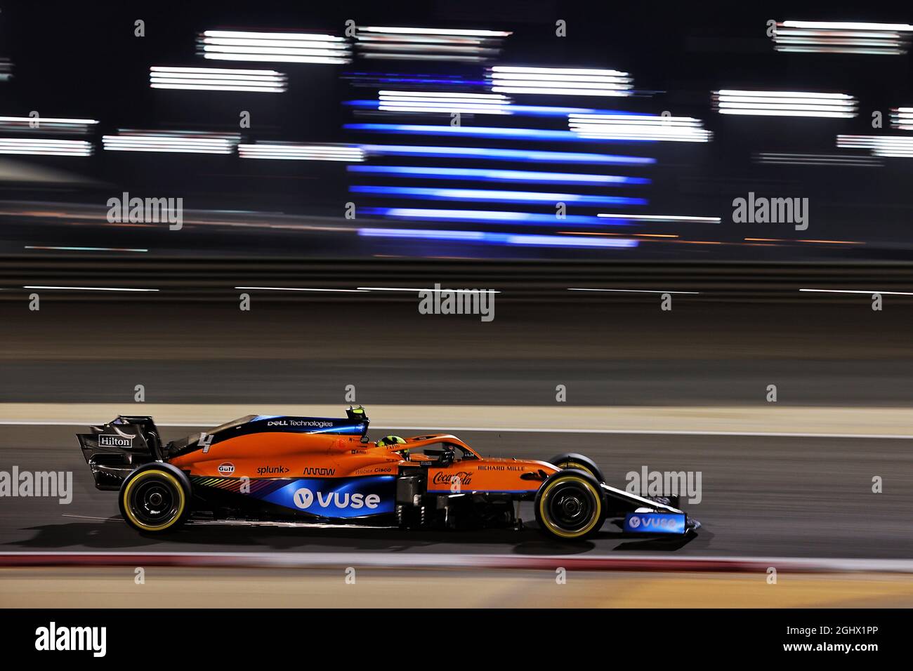 Lando Norris (GBR) McLaren MCL35M.  26.03.2021. Formula 1 World Championship, Rd 1, Bahrain Grand Prix, Sakhir, Bahrain, Practice Day  Photo credit should read: XPB/Press Association Images. Stock Photo