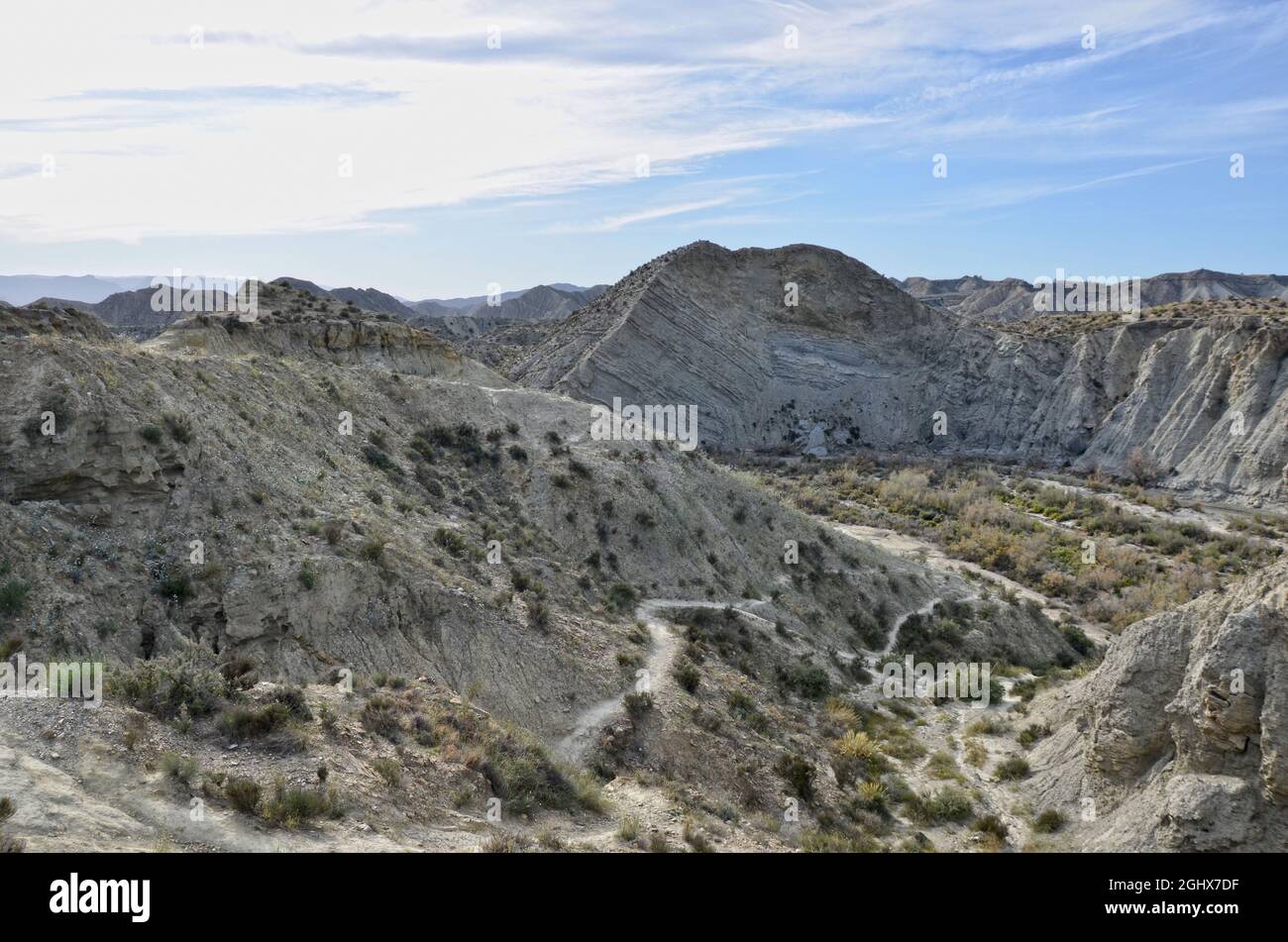 Extreme drought. Hostile places. The Tabernas desert in Andalusia. Stock Photo