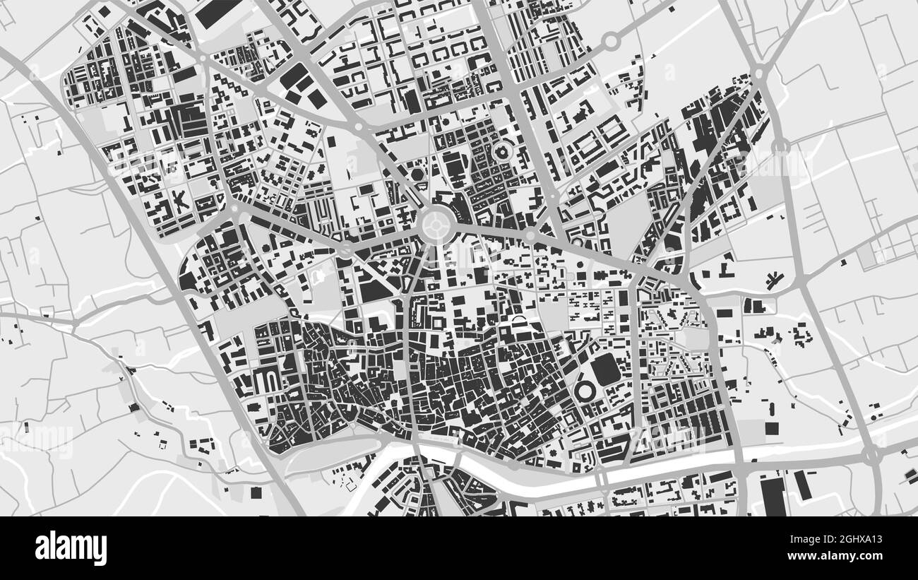 Detailed map poster of Murcia city administrative area. Cityscape panorama. Decorative graphic