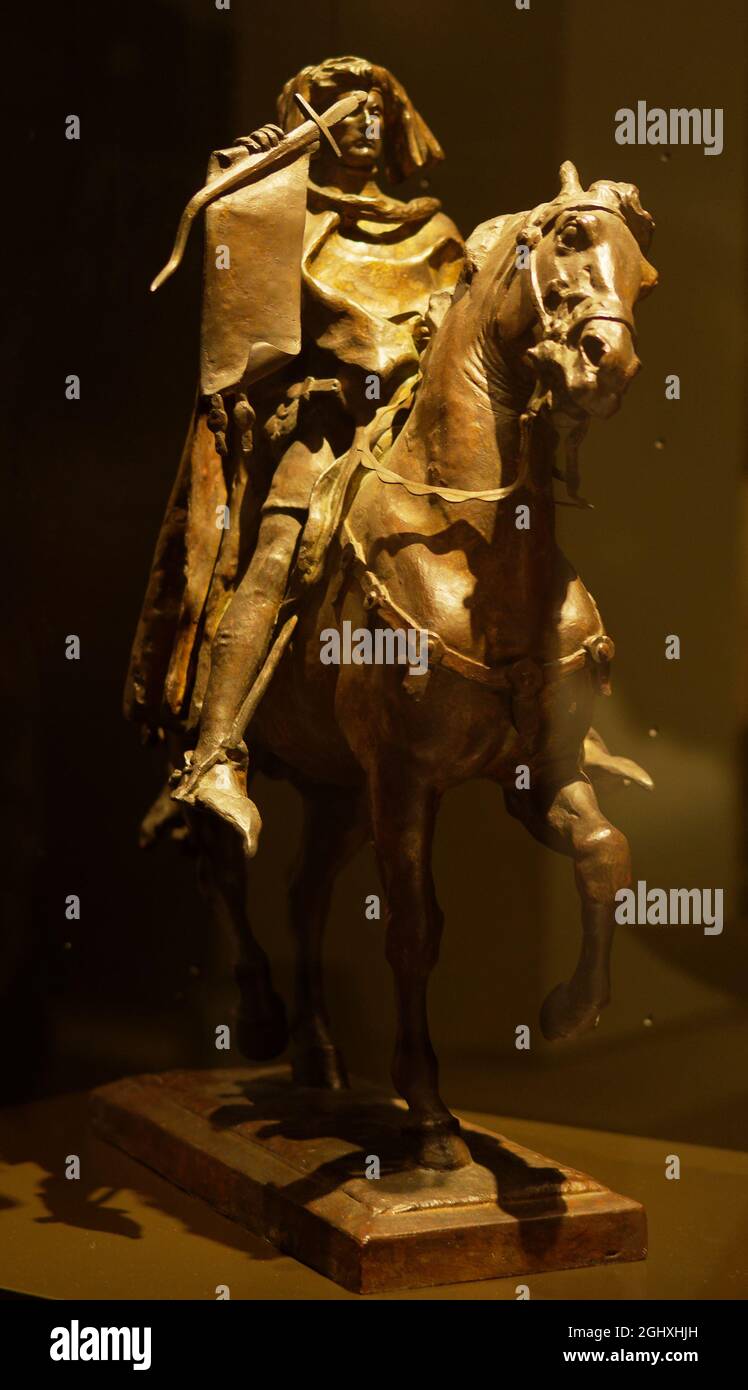 Etienne Marcel à cheval présentant le parchemin de la grande ordonnance de 1357 Stock Photo