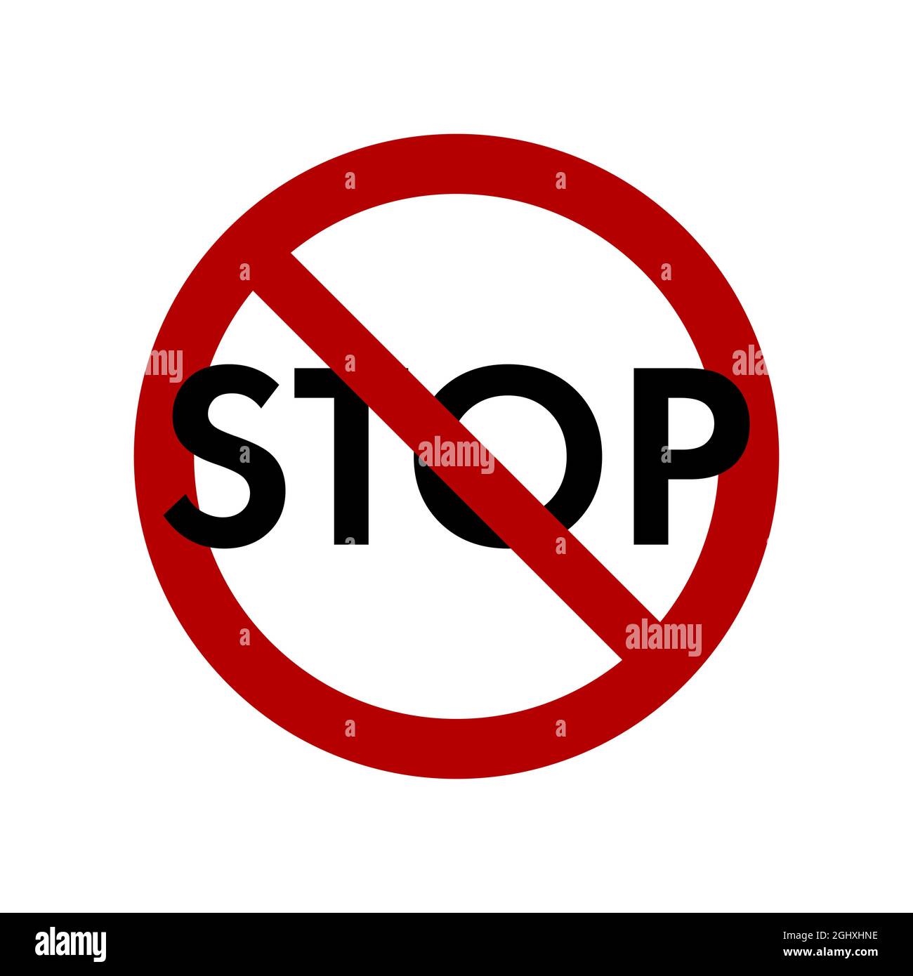 Stop prohibition sign. Do not enter danger warning traffic sign. Circle